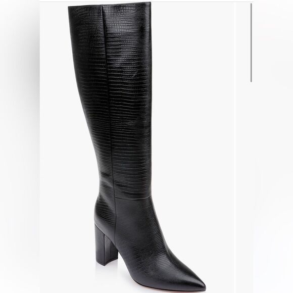 L’AGENCE Christiane II Reptile Embossed Knee High Boots NEW - Picture 1 of 7